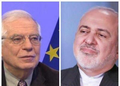 رایزنی ظریف و مسوول سیاست خارجی اتحادیه اروپا در خصوص لزوم لغو تحریم های آمریکا علیه ایران